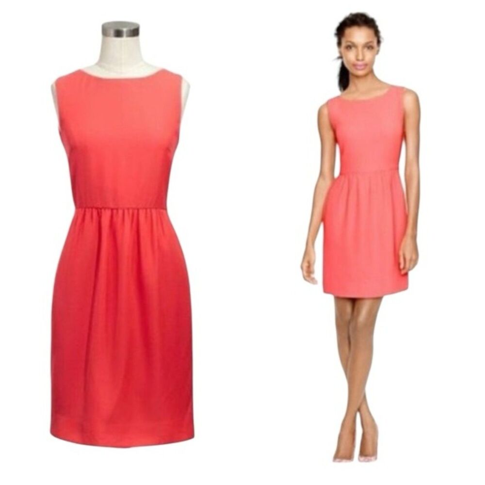 J Crew Coral Sleeveless Camille Matte Crepe Mini Sundress Size 6